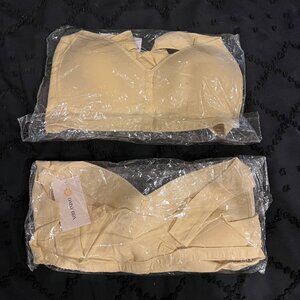 Daisy Seamless Bra — Front Snap Closure (3XL, Beige, New in Packaging)